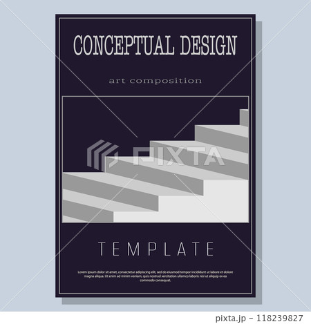 A conceptual idea in the design of a poster, banner, poster, cover or postcard. The idea of corporate style. Template for interior design, prints and decorations. Layout for creative design 118239827