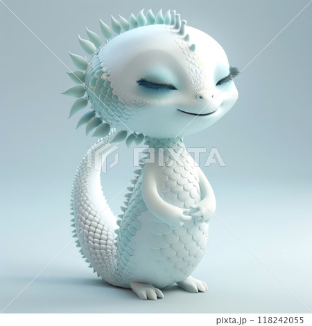 Meet this cute, serene dragon with white scales and soft, closed eyes 118242055