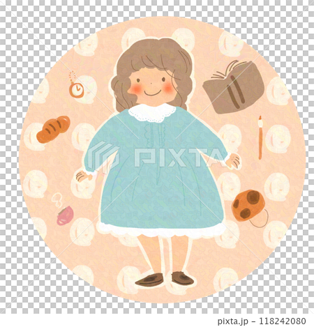 水色ワンピースの女の子と秋の色々 118242080