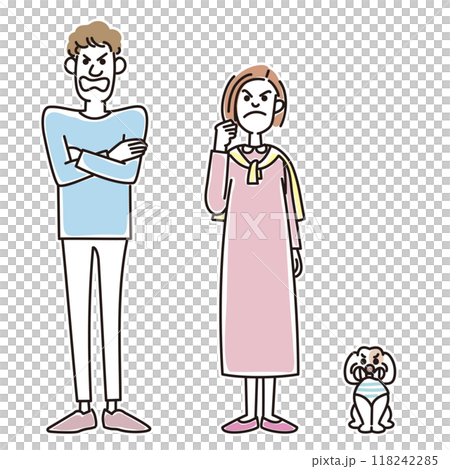 Stylish young couple and cute puppy 118242285