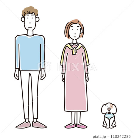 おしゃれな若い夫婦と可愛い子犬 118242286