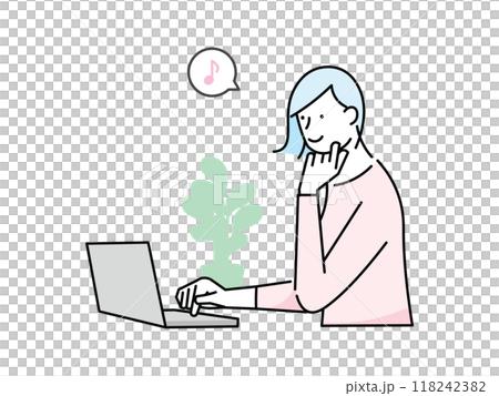 A vector illustration of a woman shopping online while relaxing at home A vector illustration of a woman shopping online while relaxing at home 118242382