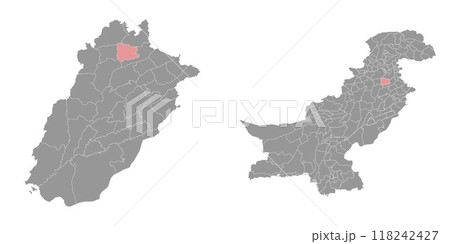 Chakwal district map, administrative division of Pakistan. Vector illustration. Chakwal district map, administrative division of Pakistan. Vector illustration. 118242427