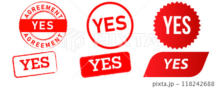 Yes stamp red badge agreement decision right approved agree allowed acceptance confirmation vote sign symbol design set collection 118242688