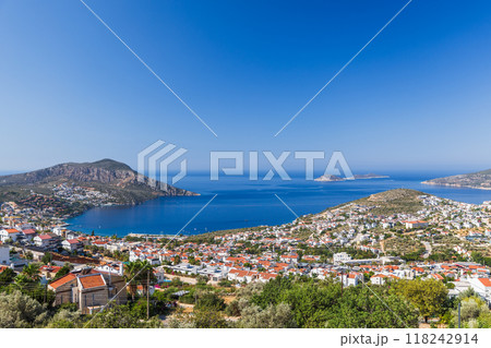 Aerial view of Kalkan, Turkey. Summer landscape photo Aerial view of Kalkan, Turkey. Summer landscape photo 118242914