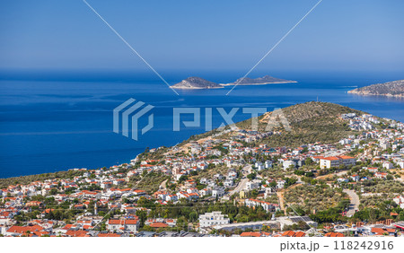 Panoramic aerial view of Kalkan, Turkey. Summer landscape 118242916