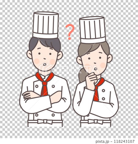 一個憂心忡忡的廚師的上半身插圖 118243107