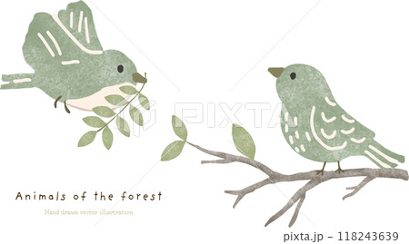木の枝にとまる小鳥(森の小鳥たち) 木の枝にとまる小鳥(森の小鳥たち) 118243639