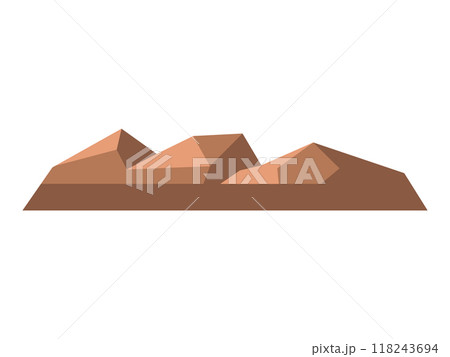 Minimalist illustration of brown rocky terrain with geometric shapes, isolated on white. The simple design of the rocky landscape element makes it suitable for clean, modern vector compositions. Minimalist illustration of brown rocky terrain with geometric shapes, isolated on white. The simple design of the rocky landscape element makes it suitable for clean, modern vector compositions. 118243694