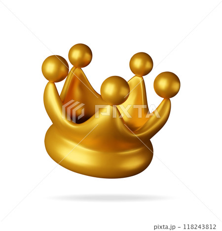 3D gold crown icon isolated on white. 3D gold crown icon isolated on white. 118243812