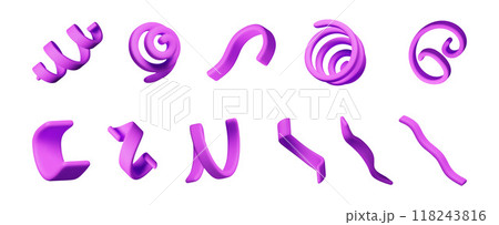 3d set of spiral confetti isolated on white 118243816