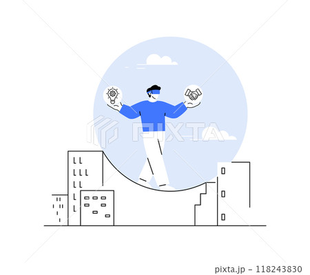Person wearing a VR headset, balancing technology and human connection in a modern city setting. The minimalistic design highlights the blend of virtual and real-world experiences in today s world. Person wearing a VR headset, balancing technology and human connection in a modern city setting. The minimalistic design highlights the blend of virtual and real-world experiences in today s world. 118243830