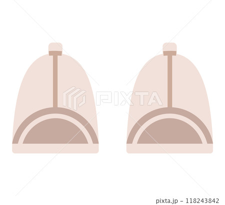 Two identical beige-colored fabric care caps shown from the front, designed for protecting delicate clothing during washing. Clean, simple design suitable for garment care and laundry routines. Two identical beige-colored fabric care caps shown from the front, designed for protecting delicate clothing during washing. Clean, simple design suitable for garment care and laundry routines. 118243842