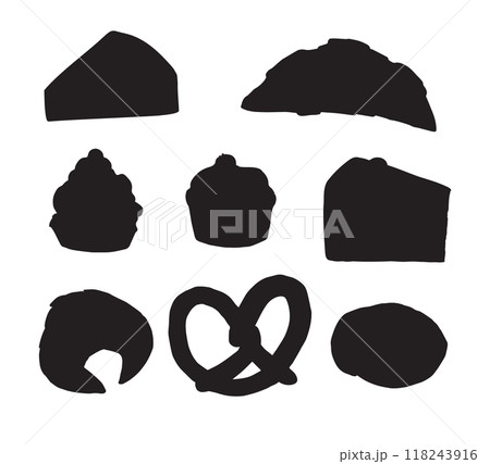 Vector set of hand drawn bakery pies silhouette 118243916