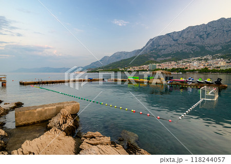 Makarska town, popular tourist seaside resort on the Adriatic sea coastline of Croatia Makarska town, popular tourist seaside resort on the Adriatic sea coastline of Croatia 118244057