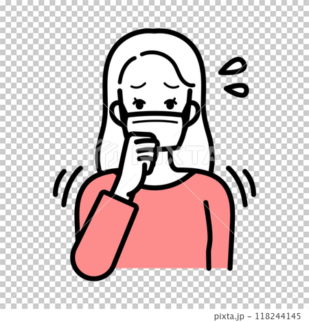 女人身體不適咳嗽感冒插畫 118244145
