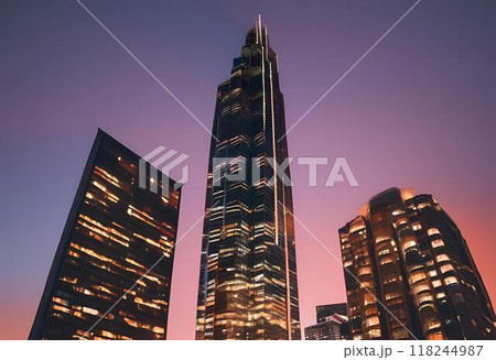 Buildings night lights are visually striking.AI Generated Buildings night lights are visually striking.AI Generated 118244987