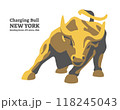 Stylized image of Charging Bull from Wall Street New York. Vector stock illustration. Logo, emblem. Symbol of competition and finance. 118245043