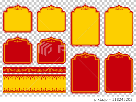 亞洲標題框架集。向量資料。 118245202