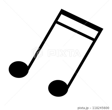 A black musical note symbol, representing a nine sixteenths note, is displayed on a white background. Ideal for music, education, graphic design, presentations, and teaching materials. 118245600