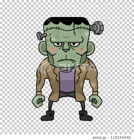ハロウィンキャラクターのシンプルなイラスト_フランケンシュタイン