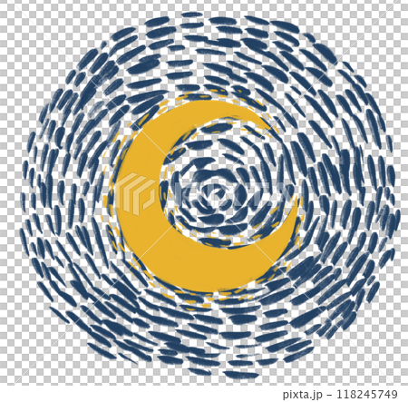 Starry night moon illustration hand painting modern style vincent van gogh inspire stars and crescent moon 118245749