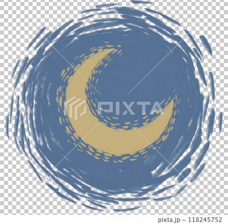 Starry night moon illustration hand painting modern style vincent van gogh inspire stars and crescent moon 118245752