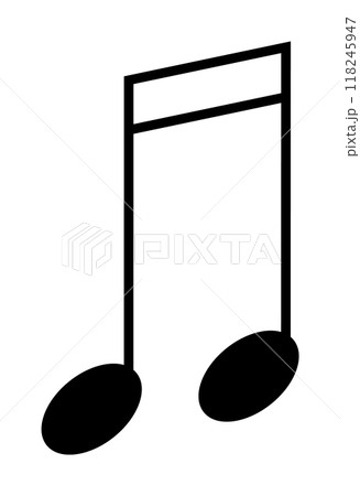 Black music note with a connected stem and two oval heads. Ideal for music education, design, compositions, music apps, and cultural projects. Style minimalistic vector art. Black music note with a connected stem and two oval heads. Ideal for music education, design, compositions, music apps, and cultural projects. Style minimalistic vector art. 118245947