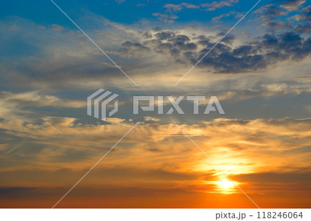 Sunrise sky with lighted clouds. Sunrise sky with lighted clouds. 118246064