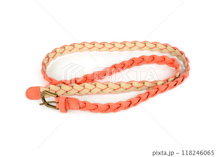 Leather women's belt isolated on white. 118246065