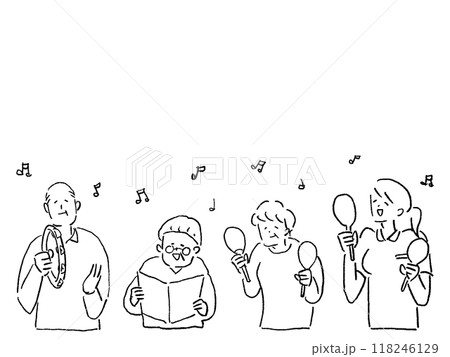 介護、福祉系のお仕事セットD(音楽レクリエーション、発表会)、線画 介護、福祉系のお仕事セットD(音楽レクリエーション、発表会)、線画 118246129