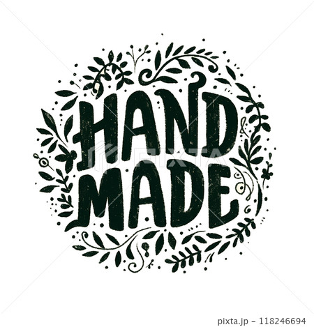 Handmade is a black and white logo with a white background. The logo is written in cursive style and has a flowing, artistic design. The logo conveys a sense of creativity and craftsmanship Handmade is a black and white logo with a white background. The logo is written in cursive style and has a flowing, artistic design. The logo conveys a sense of creativity and craftsmanship 118246694