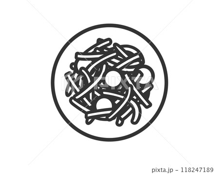 タイ料理の、ソムタムのアイコン(線画)のイラスト タイ料理の、ソムタムのアイコン(線画)のイラスト 118247189