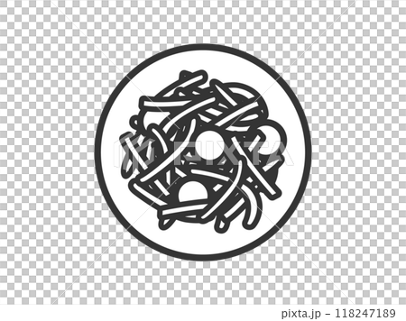 タイ料理の、ソムタムのアイコン(線画)のイラスト タイ料理の、ソムタムのアイコン(線画)のイラスト 118247189