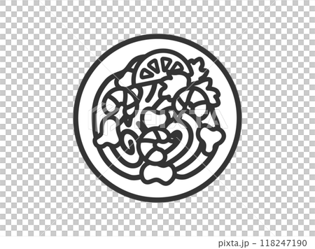 Illustration of Thai food, Pad Thai icon (line drawing) 118247190