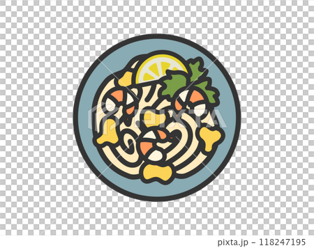 Illustration of Thai food, Pad Thai icon (line drawing color) Illustration of Thai food, Pad Thai icon (line drawing color) 118247195