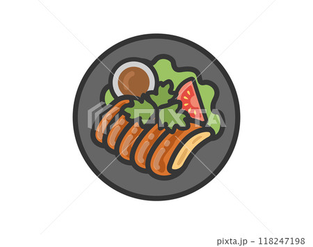 タイ料理の、ガイヤーンのアイコン(線画カラー)のイラスト タイ料理の、ガイヤーンのアイコン(線画カラー)のイラスト 118247198