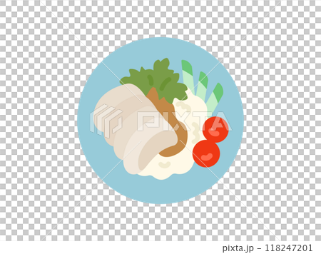 タイ料理の、カオマンガイのアイコンのイラスト タイ料理の、カオマンガイのアイコンのイラスト 118247201