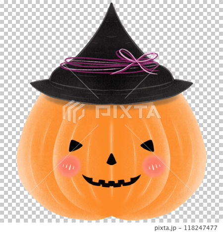 Collection orange pumpkins with scary spooky smile Halloween. pumpkin with black hat Collection orange pumpkins with scary spooky smile Halloween. pumpkin with black hat 118247477