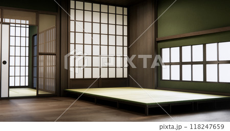 Standard Empty room japan wood interior design. 3D rendering Standard Empty room japan wood interior design. 3D rendering 118247659