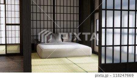 Modern Bedroom design with decoration at room modern japan style.3D rendering 118247669