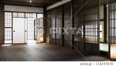 Standard Empty room japan wood interior design. 3D rendering Standard Empty room japan wood interior design. 3D rendering 118247676