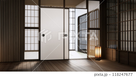 Standard Empty room japan wood interior design. 3D rendering Standard Empty room japan wood interior design. 3D rendering 118247677