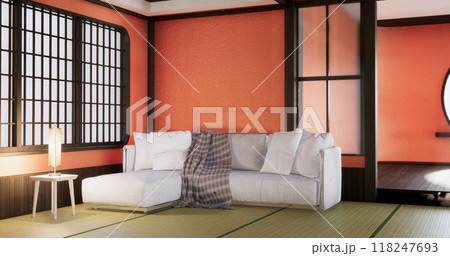 Lush lava empty living room with decoraion .3D rendering 118247693