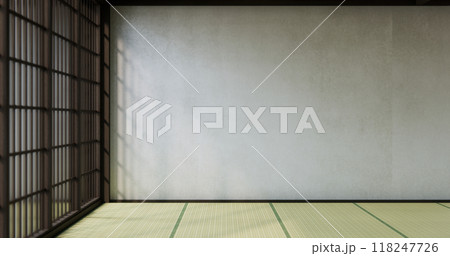Standard Empty room japan and tatami mat floor. 3D rendering 118247726