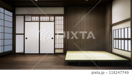 Standard Empty room japan and tatami mat floor. 3D rendering 118247749