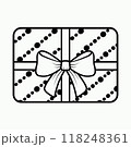 gift box in a festive wrapper. a black outline on a white background. flat style 118248361