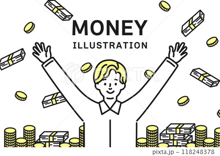 沢山のお金と男性のイラスト 沢山のお金と男性のイラスト 118248378