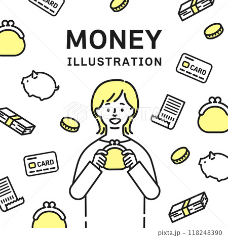 お金と人物のイラスト背景_1 お金と人物のイラスト背景_1 118248390