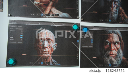 Printed images of three dimensional realistic visualization of ancient humans Printed images of three dimensional realistic visualization of ancient humans 118248751